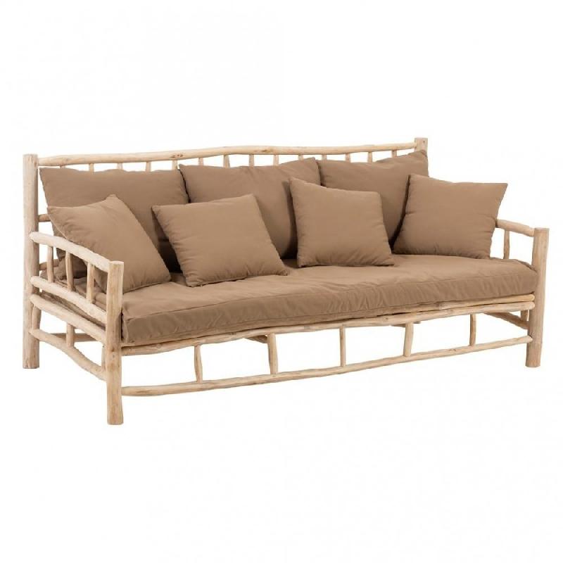 Fauteuil 3 personnes en tek naturel/marron - structure en bois de tek et coussins moelleux_0