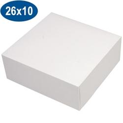 Firplast - Boîte pâtissière en carton blanche 260x260x100 mm (x50) - Résistante avec couvercle intégré - 3104400001210_0