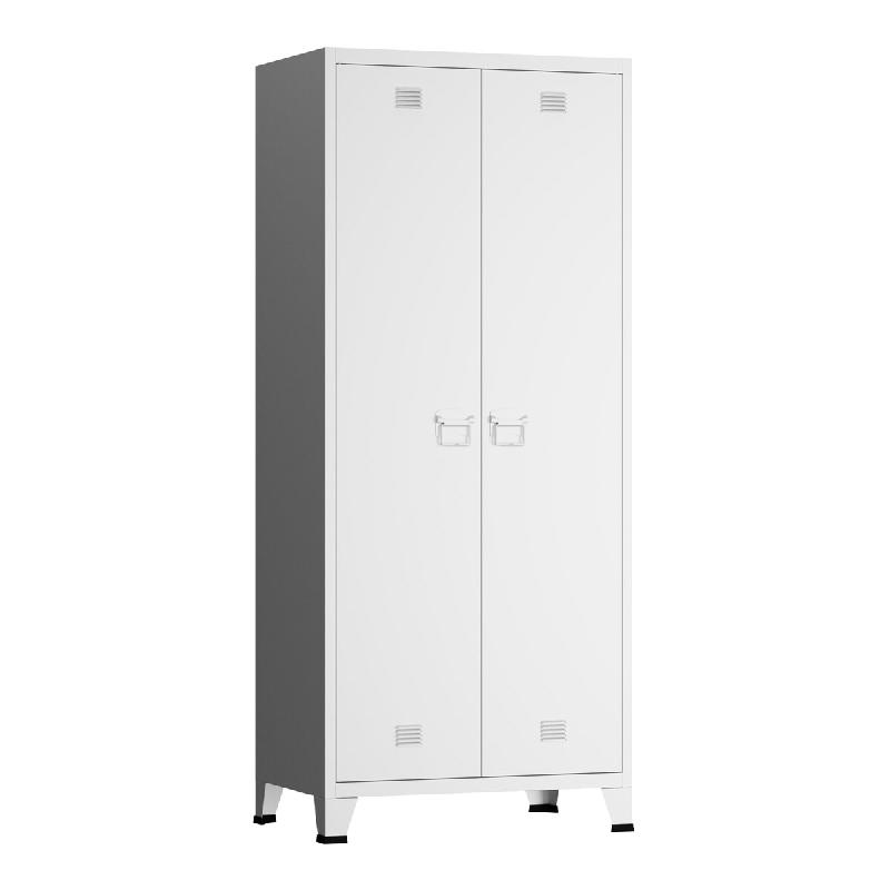 Helloshop26 - Armoire étagère meuble de rangement 180 x 90 x 40 cm de chambre acier blanc 03_0008872 - blanc acier 3000224386666_0