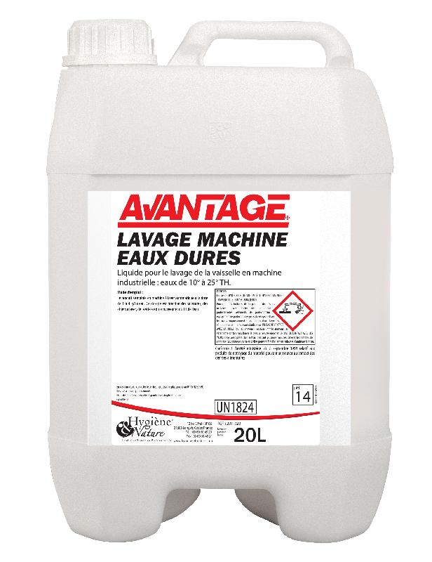 Lavage machine eau dure - Liquide vaisselle pour machine industrielle - 20L - Eaux de 10° à 25° TH_0