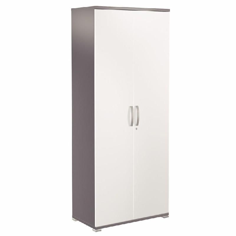 MEUBLE HAUT ACTIVITY 2 PORTES HAUTES - H. 180 X L. 80 X P. 45 CM - CORPS ANTHRACITE - COLORIS DES PORTES : BLANC.