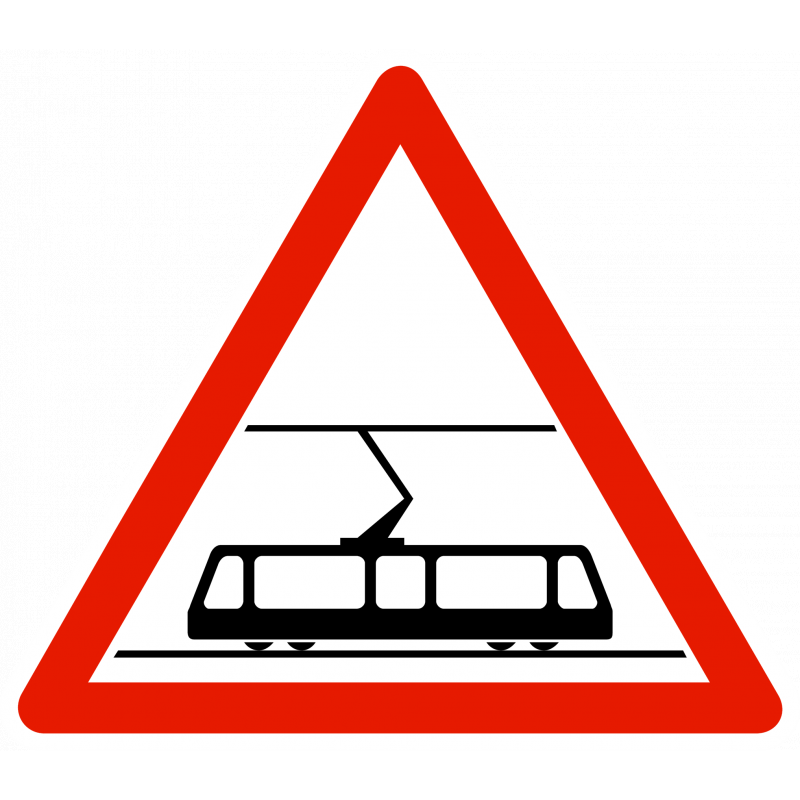 Panneau de danger A9b - Traversée de voies de tramway_0