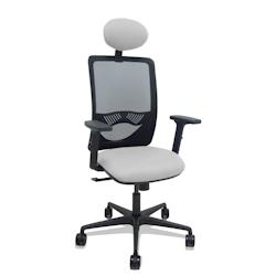 Piqueras y Crespo Silla Zulema sincro malla negra asiento bali gris claro brazos 2D ruedas 65mm cabecero - gris multi-matériau 390SM840B40B2DB68R65C_0
