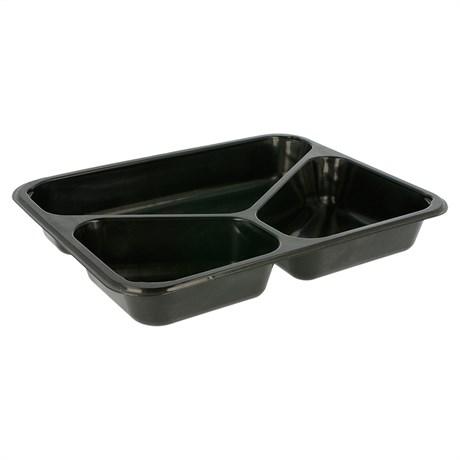 PLATEAU MICRO-ONDABLE 3 COMPARTIMENTS 22.5X17.5X3 CM PP NOIR (VENDU PAR 500)