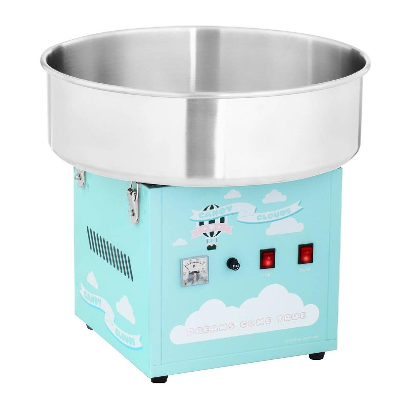 Royal Catering Machine À Barbe À Papa Set RCZK-1200-BG (1200 W, Cuve De 52 Cm, Appareil De Table, Protections Électriques, Inox/Alu, Bâti Turquois_0