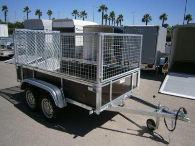 Remorque utilitaire 251x133x40 cm - 2 essieux - bois antidérapant - 500 kg PTAC - pont + grille - promo_0