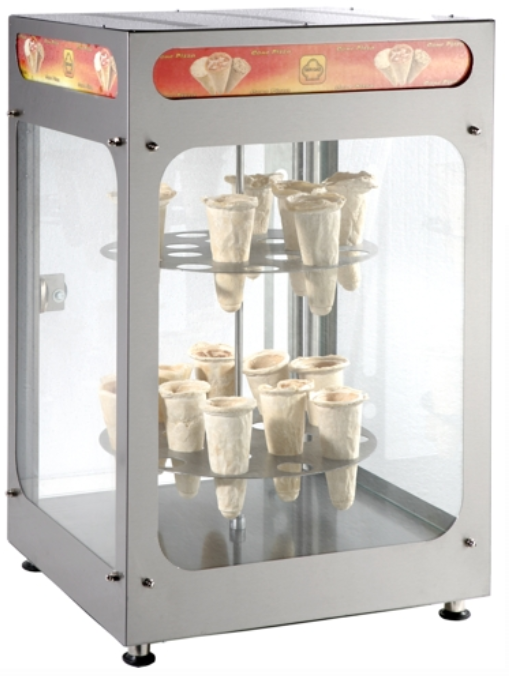 Vitrine chauffante rotative pour cornets à pizza - Capacité 32 cornets - Thermostat et éclairage intérieur_0