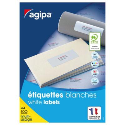 AGIPA Étiquettes adhésives blanches multi-usages, 105 X 39 mm -  1400 étiquettes par boîte,  14 étiquettes par feuille_0