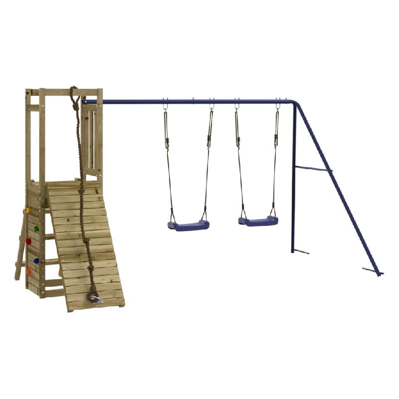 AIRE DE JEUX D\'EXTÉRIEUR BALANÇOIRES TOBOGGAN PORTIQUES ROBUSTE JEUX JARDIN 308 X 184 X 169 CM BOIS DE PIN IMPRÉGNÉ 02_0004658_0