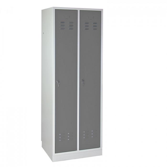 Armoire vestiaire 2 portes - gris argent - 600 x 500 x 1775 mm - 4886_0