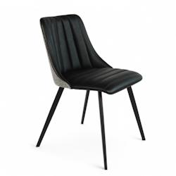 Bistromania Chaise d'intérieur MILAN - Similicuir Noir et Tissus Gris - EX001_0