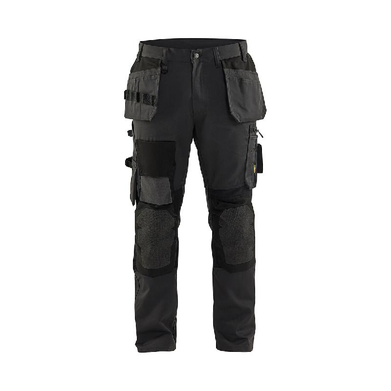 BLAKLADER Pantalon de travail kevlar stretch artisan 1554 - Gris Foncé/Noir XL - FR(48) - SE(C54) - Standards - Taille unique multicolore multi-maté_0