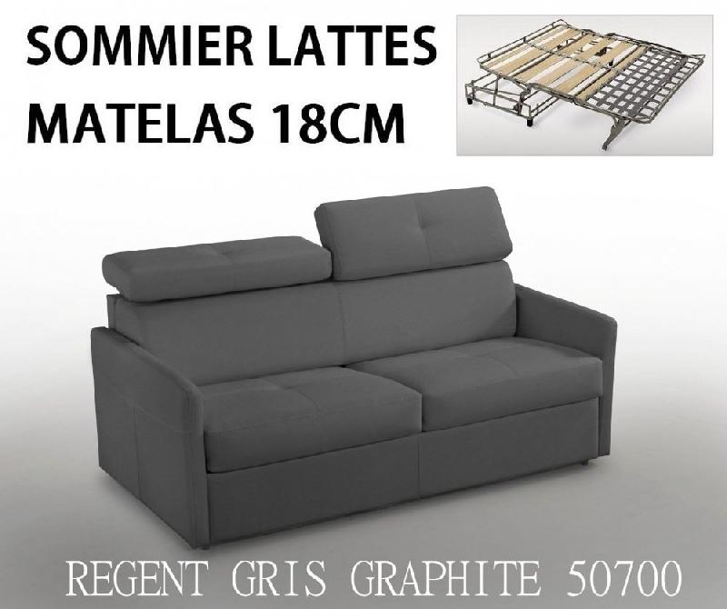 CANAPÉ LIT MONTMARTRE EXPRESS MATELAS 18CM SOMMIER LATTES RENATONISI CUIR GRIS GRAPHITE_0