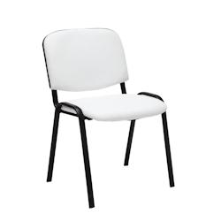 Décoshop26 - Chaise visiteur assise rembourrée en synthétique blanc BUR10068 - blanc 3000214216959_0