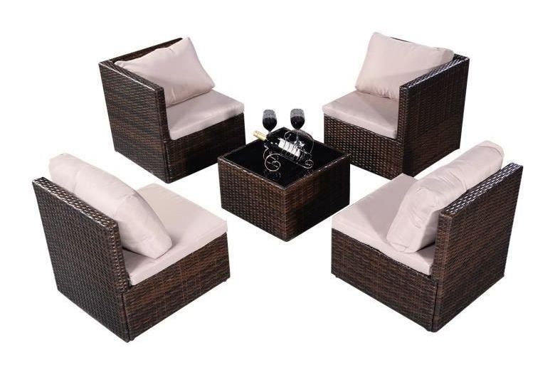 Costway Ensemble De Salon De Jardin En Resine Tressee Poly Rotin