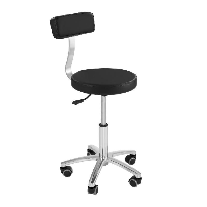 Fauteuil médical noir - salon de coiffure et cosmétique - socle acier - cuir écologique - 44,5 à 58 cm - 14_0001624_0
