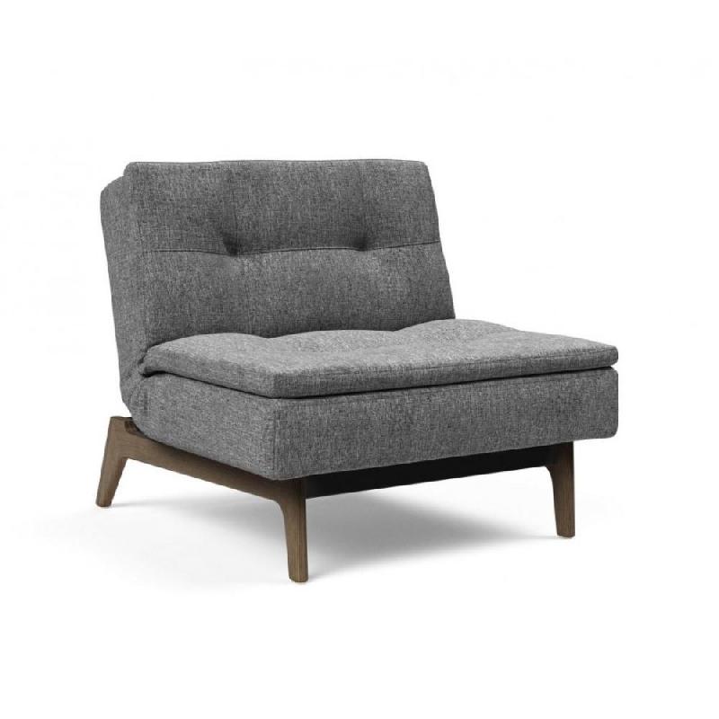 Fauteuil design Dublexo Eik convertible lit 90x115 cm - pieds chêne fumé - tissu Twist Charcoal_0