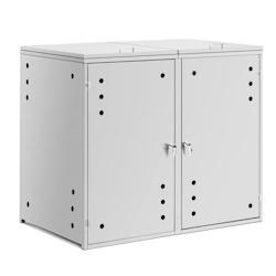 Helloshop26 - Cache-poubelle habillage abri 2 x 240 litres trous d'aération acier inoxydable 201 argent métallisé 14_0008479 - 3000221124346_0