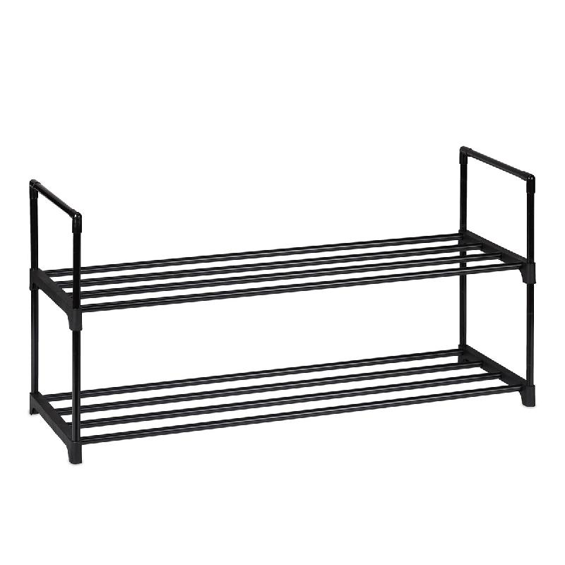 Helloshop26 - Étagère à chaussures en métal noir 91,5 x 90,5 x 30,5 cm rangement flexible en couloir et camping 13_0010473 - noir métal 3000245252278_0