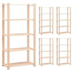 Helloshop26 - Étagères meubles de rangement à 5 niveaux 5 pièces 80 x 38 x 170 cm Pin 250 kg beige 02_0045732 - 3000220825794_0