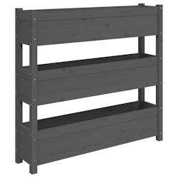 Helloshop26 - Jardinière bac lit surélevé plantes fleurs terrasse jardin 112 x 25 x 104,5 cm bois massif de pin gris 02_0037395 - 3000217771325_0