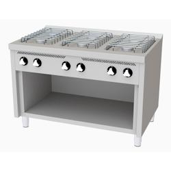HR FAINCA Fourneau à Gaz Série 750 sur Placard - 6 Brûleurs 6x2,6 kW - 1200x750x835 - Acier Inoxydable 18/10 - CB6F750E_0