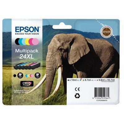 Lot de 6 cartouches jet d'encre Epson T24384 - noir, cyan, magenta, jaune, cyan clair, magenta clair - haute capacité_0