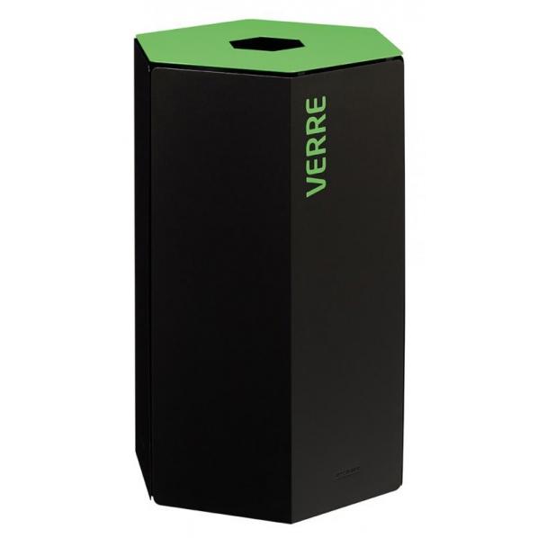 Poubelle de tri sélectif 50 litres - Hexatri - Couvercle vert - Modèle Rossignol_0