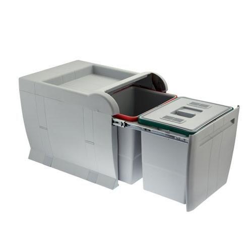 Poubelle tri sélectif - ECOLI 2x18L gris - Luisina avec coulisse métal et ouverture automatique_0