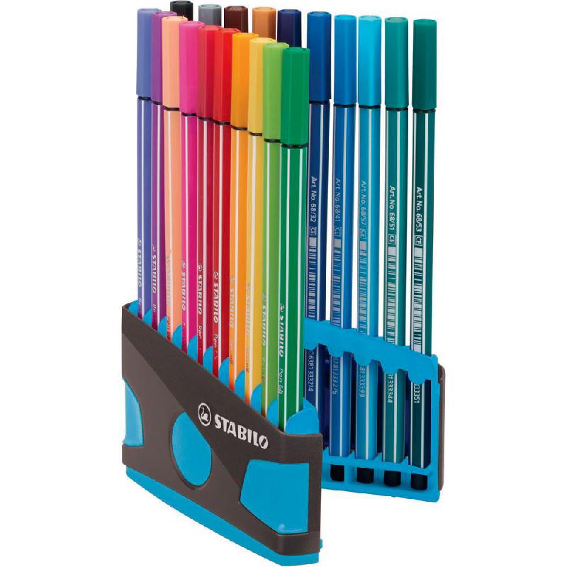 STYLO-FEUTRES STABILO PEN 68 - COLORPARADE - ETUI DE 20 FEUTRES - POINTES MOYENNES - COULEURS D'ENCRE ASSORTIES (BOÎTE 20 UNITES)