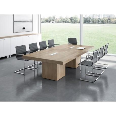 Table de réunion T45 - Quadrifoglio - 6 à 8 places - L 280 x 140 cm avec pied cube mélaminé_0