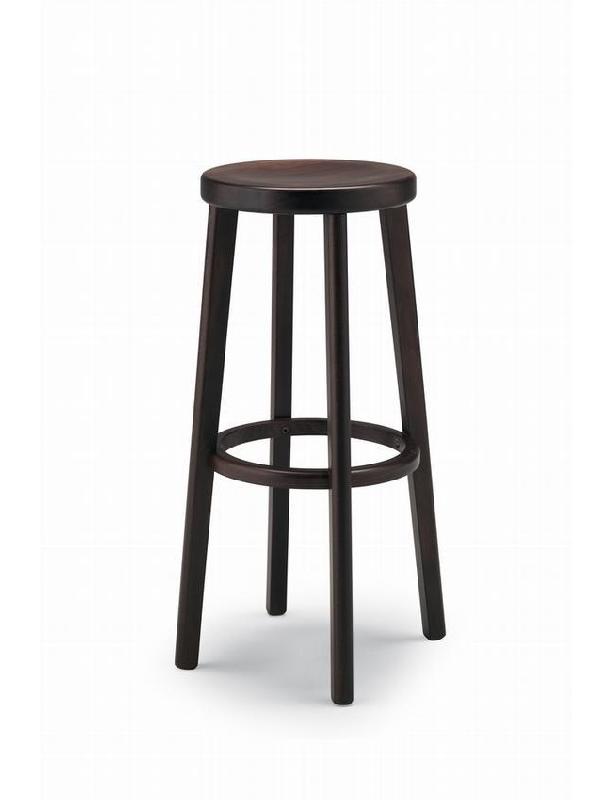 Tabouret de bar Amber - Assise en bois - Cercle chromé en option_0