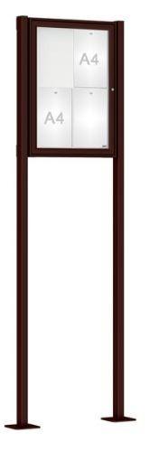 Vitrine Classique peinte sur poteaux - Affichage simple face - Taille de 4 à 21 A4 - Vitrage Plexi choc_0