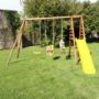 Structure de jeux combinées: balançoire, siège bébé et toboggan pour les jeux en plain air - 46745 - Gamm vert_0