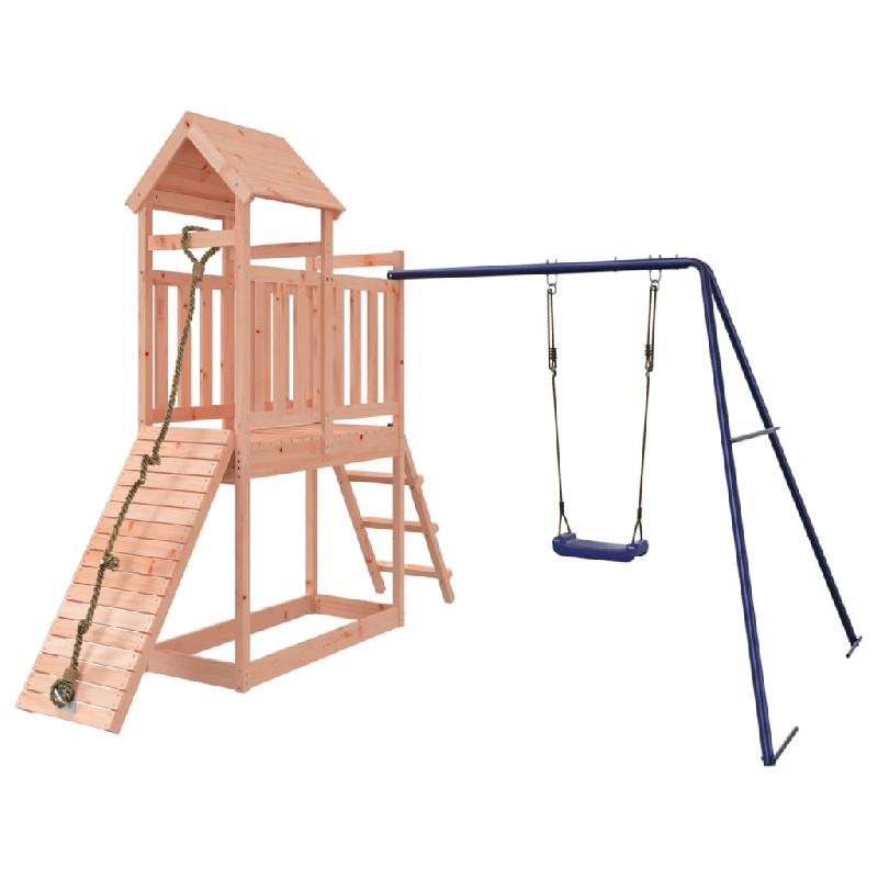 AIRE DE JEUX D\'EXTÉRIEUR BALANÇOIRES TOBOGGAN PORTIQUES ROBUSTE JEUX JARDIN 242 X 248 X 214 CM BOIS MASSIF DE DOUGLAS 02_0004805_0