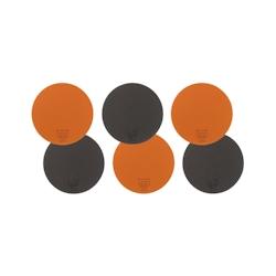 Bjorn Sous-verre rond réversible - 6 pièces - Cuir recyclé orange et chocolat - multicolore 3701488308219_0