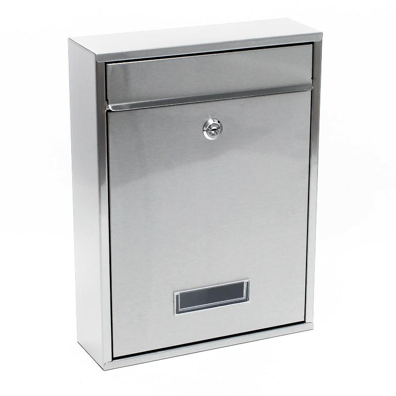 Boîte aux lettres design murale - Acier inoxydable argenté avec porte-nom et large fente - Modèle 16_0000058_0