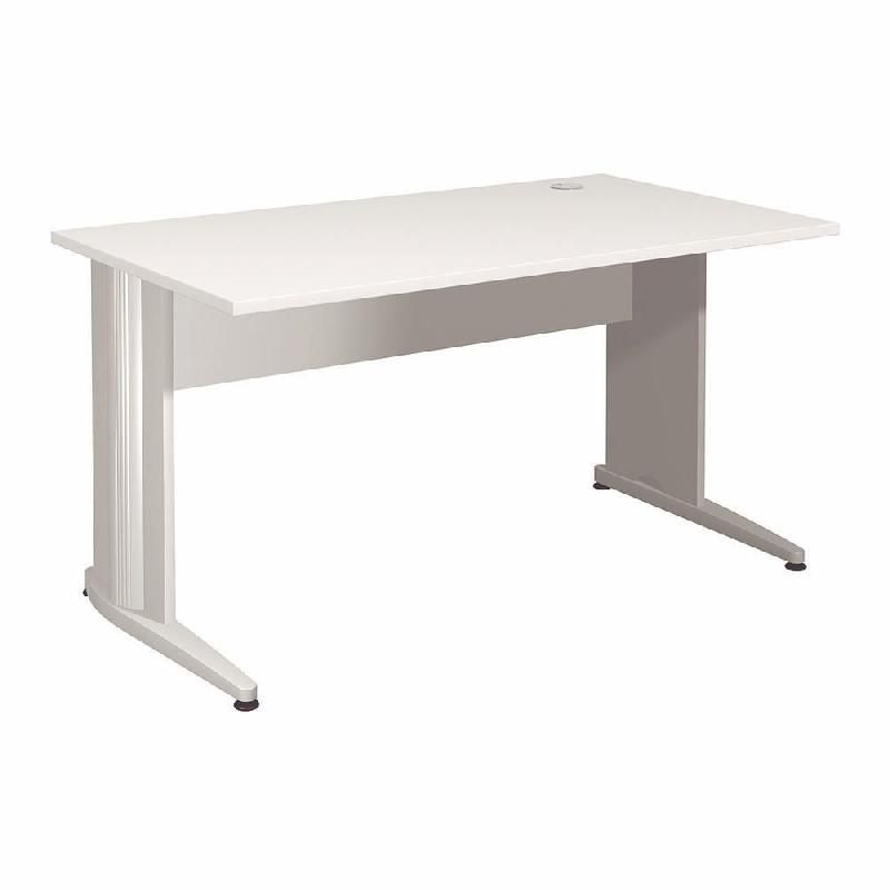 BUREAU DROIT ACTIVITY MÉTAL - L. 140 X P. 80 CM - PLATEAU BLANC - PIEDS L 'ALUMINIUM'