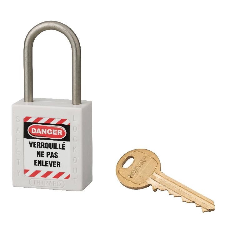 Cadenas de consignation loto lockout tagout 38 mm anse inox ø 4,76 blanc