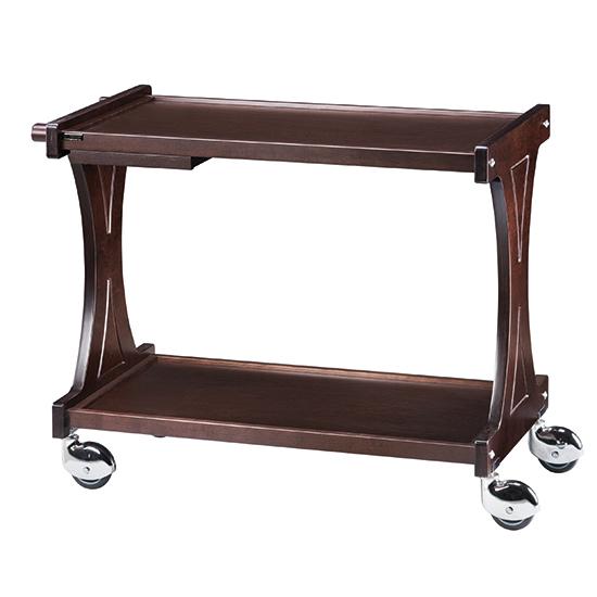 Chariot de service en bois avec 2 niveaux, couleur wenge - IFE0022_0