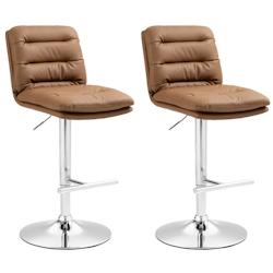 CLP Lot de 2 tabourets de bar Damar en similicuir Marron clair/Chrome - marron polyester 325687_0