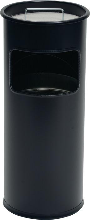 Combiné cendrier-poubelle noir en tôle d'acier DURABLE - D.260xH620 mm - Seau 17L et tamis amovible_0