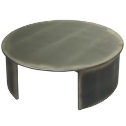 Décoshop26 - Table basse table d'appoint design industriel ronde diamètre 80 cm en bois aspect métal brossé 04_0008441 - 3000262566006_0