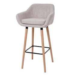 Décoshop26 - Tabouret de bar chaise de comptoir avec repose-pieds en tissu gris crème style scandinave 04_0005297 - gris 3000131832690_0