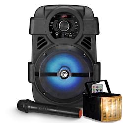 Enceinte 400w sono autonome mydj sonic08 à led application smartphone usb/bt/aux - télécommande + micro karaoké +derby - 3701123941900_0