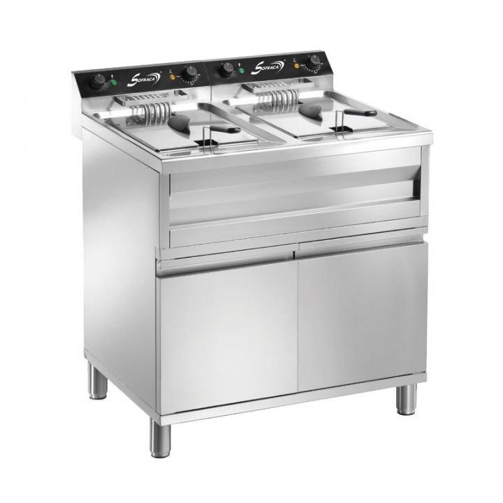 Friteuse double 2 x 9 Litres, 2 x 6000 W (TRI) super puissante, sur coffre_0
