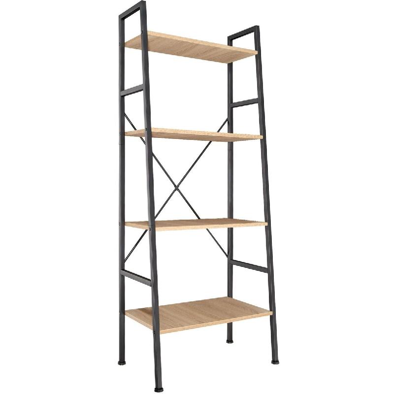 Helloshop26 - Grande étagère bibliothèque au look industriel/ vintage 4 niveaux 139 cm beige 08_0000559 - 3000883232694_0