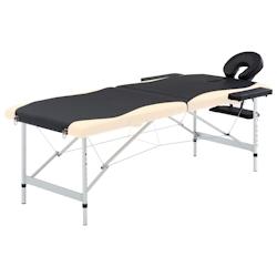 Helloshop26 - ok Table de massage pliable 2 zones Inox noir et beige 02_0001806 - 3000088921539_0