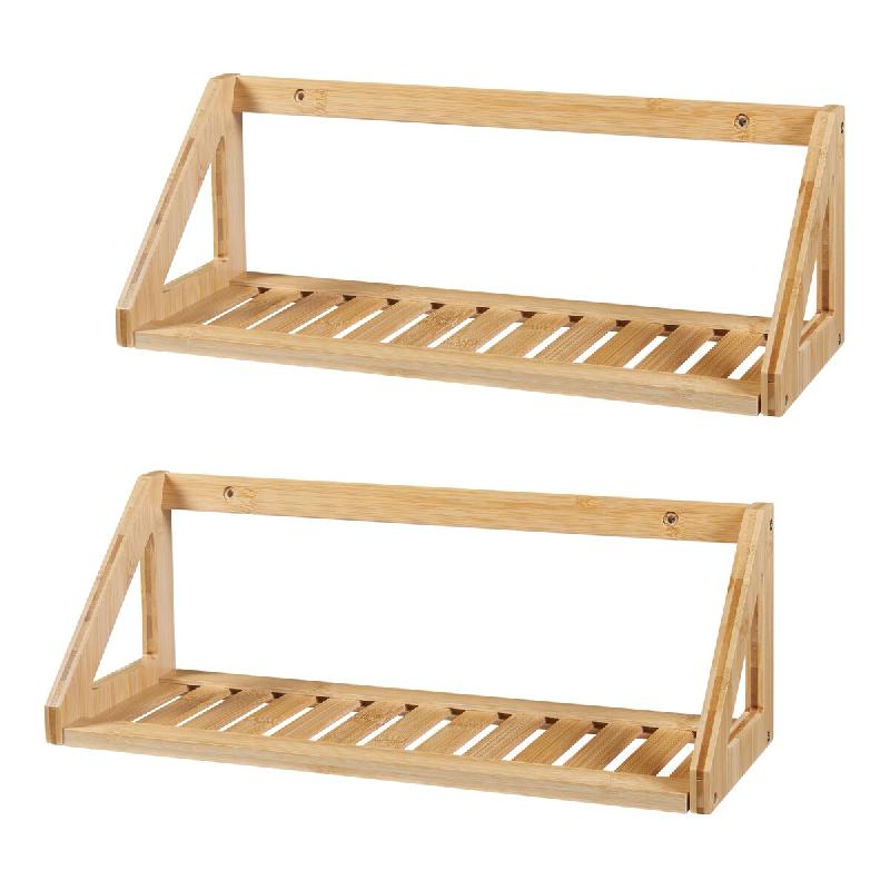 Helloshop26 - Set de 2 étagères murales 43 x 15 x 15 cm bambou naturel - 3000225308407_0