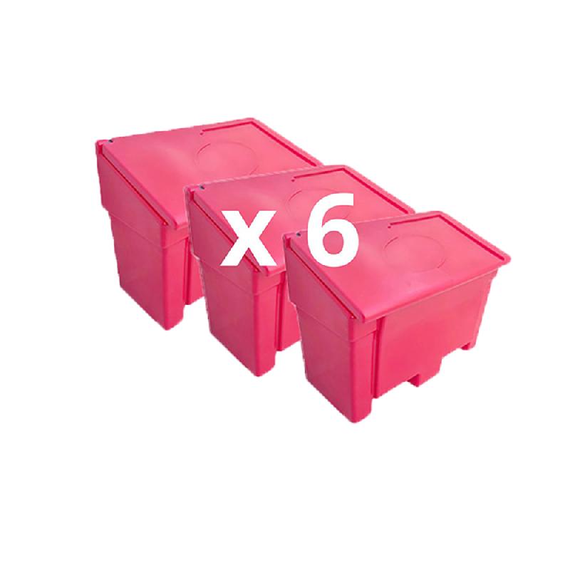 Lot de 6 bacs à sable ou sel 300L avec pelle - polyéthylène haute densité - fabrication française_0
